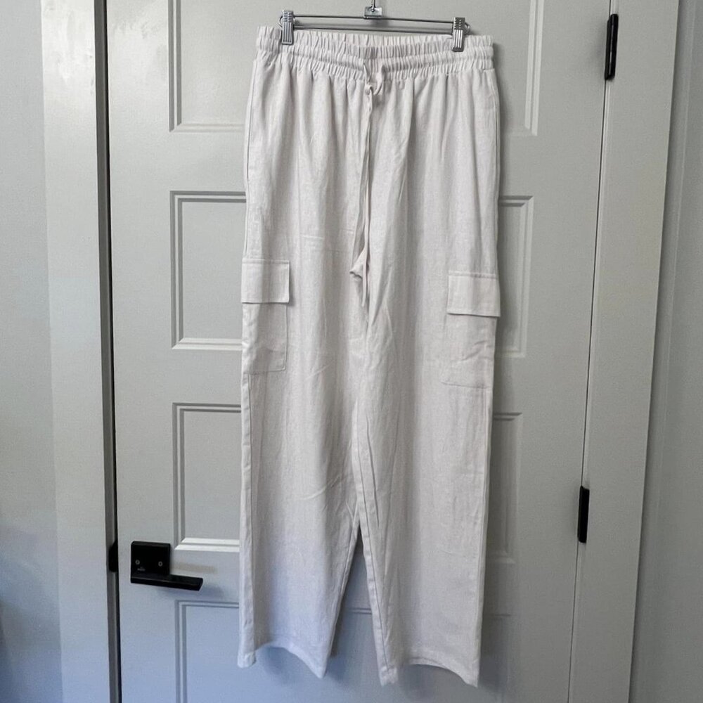 NWT Martha Stewart Lined, Linen-Blend Off White Slacks M
